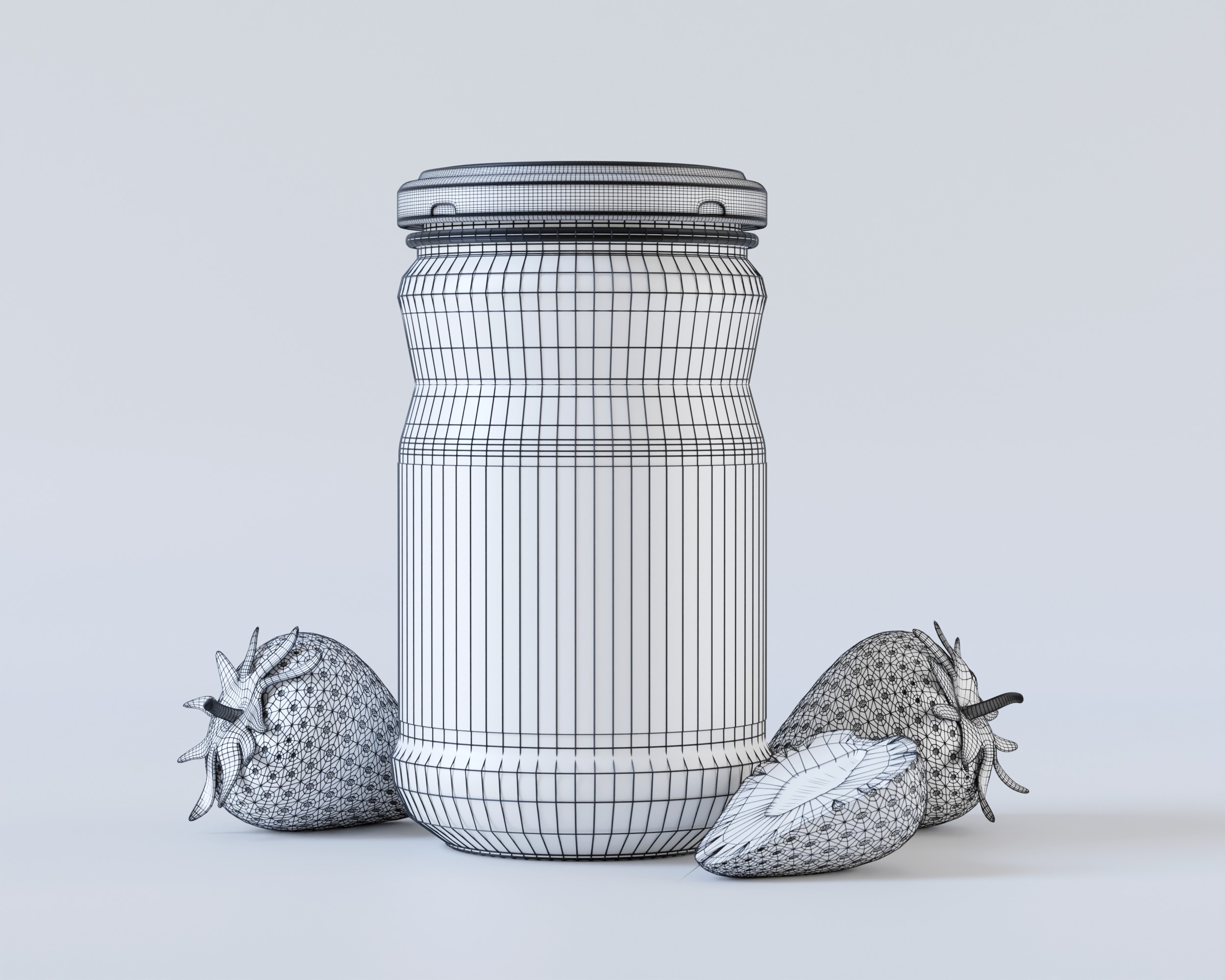 Jam Paste Jar with strawberry 3D model_9