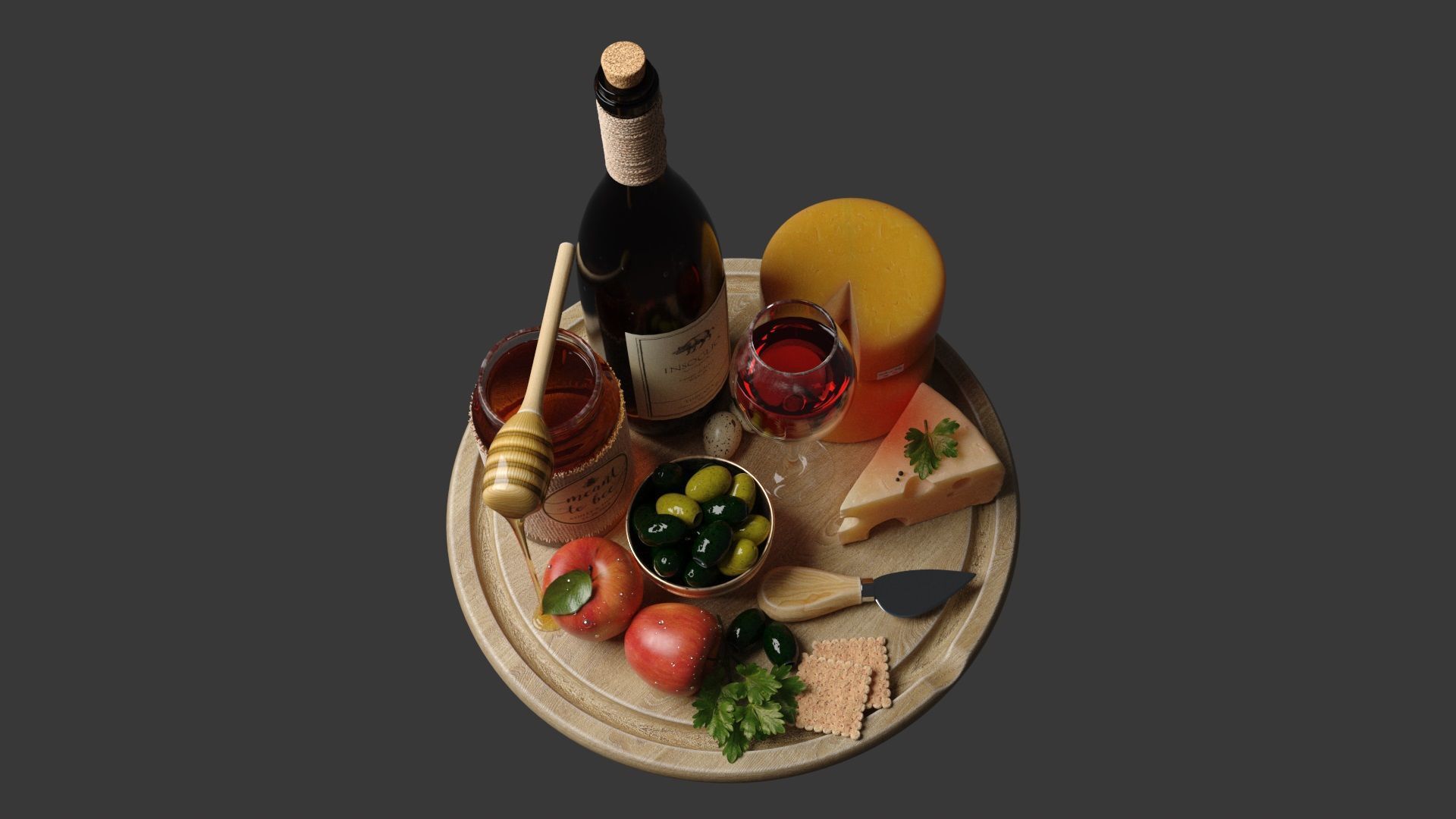 Cheese and Honey Set 3D model_7