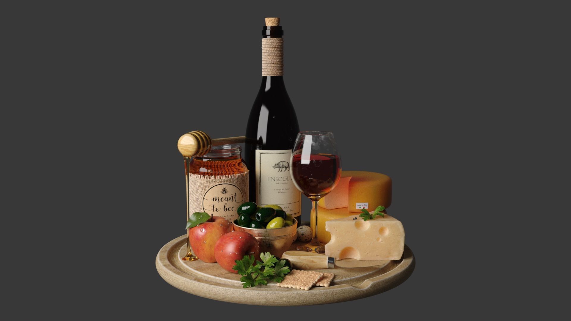 Cheese and Honey Set 3D model_1