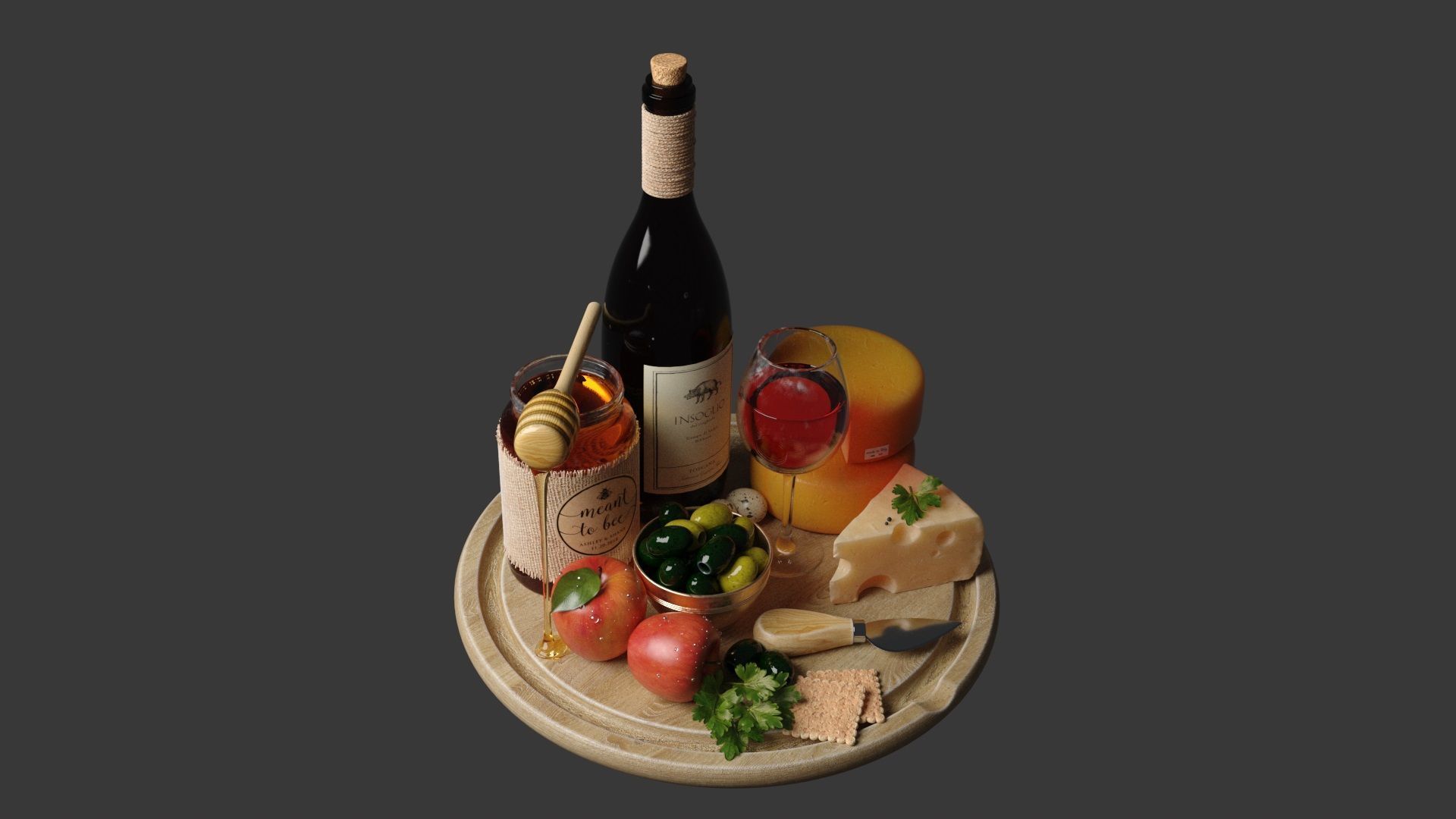 Cheese and Honey Set 3D model_4