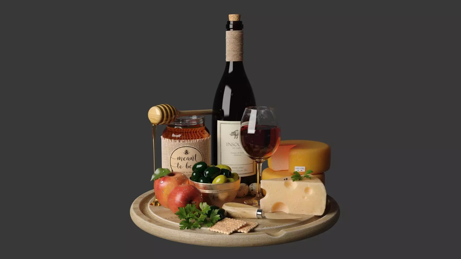 Cheese and Honey Set 3D model_0