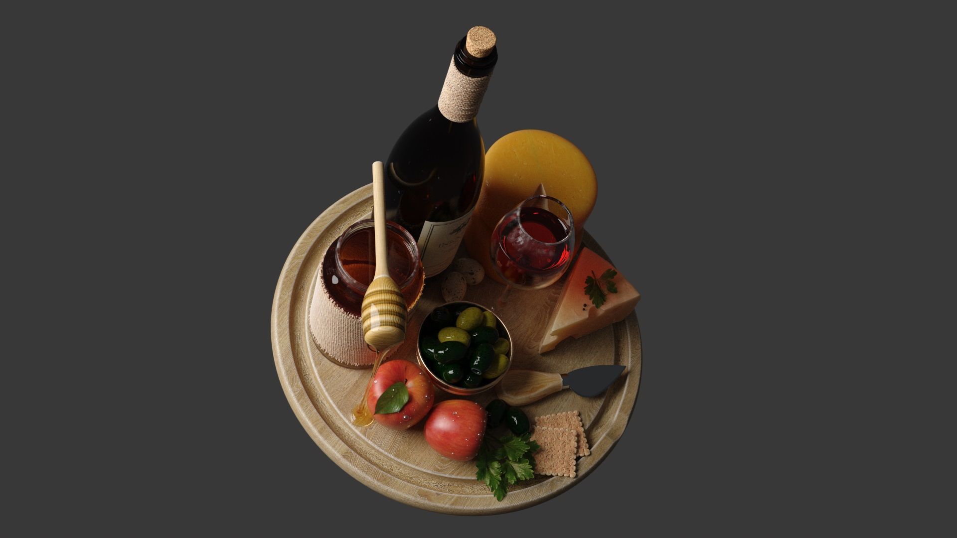 Cheese and Honey Set 3D model_6
