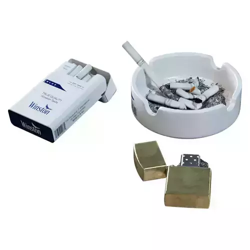 Ashtray Set Low-poly 3D model