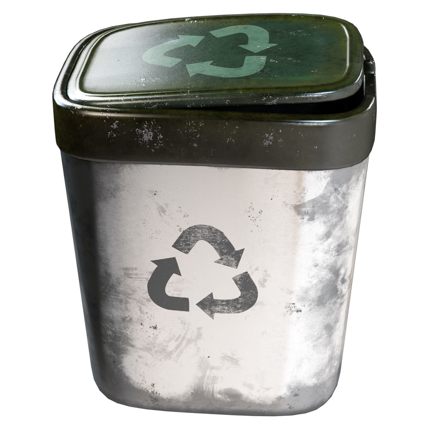  Trash Can Old Low-poly 3D model_1