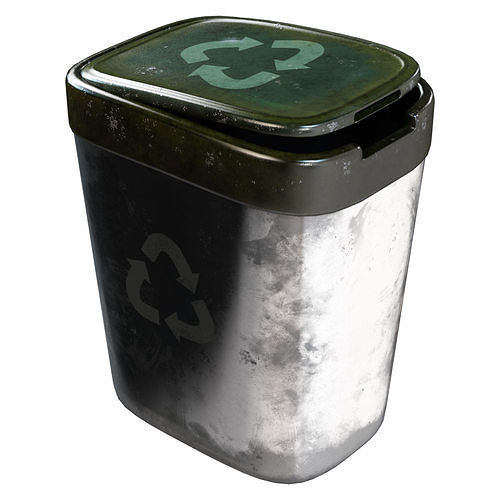  Trash Can Old Low-poly 3D model