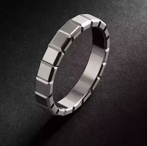 Gents Ice-Cube Blocks Plain Gold Ring