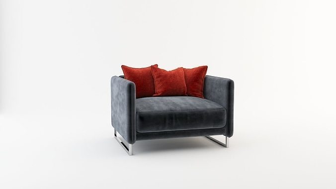 Black Velvet Armchair 3D model