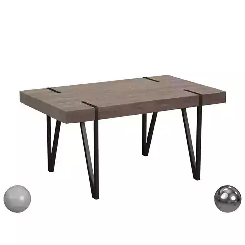 Alyssa Rustic Midcentury Wood Top Dining Table