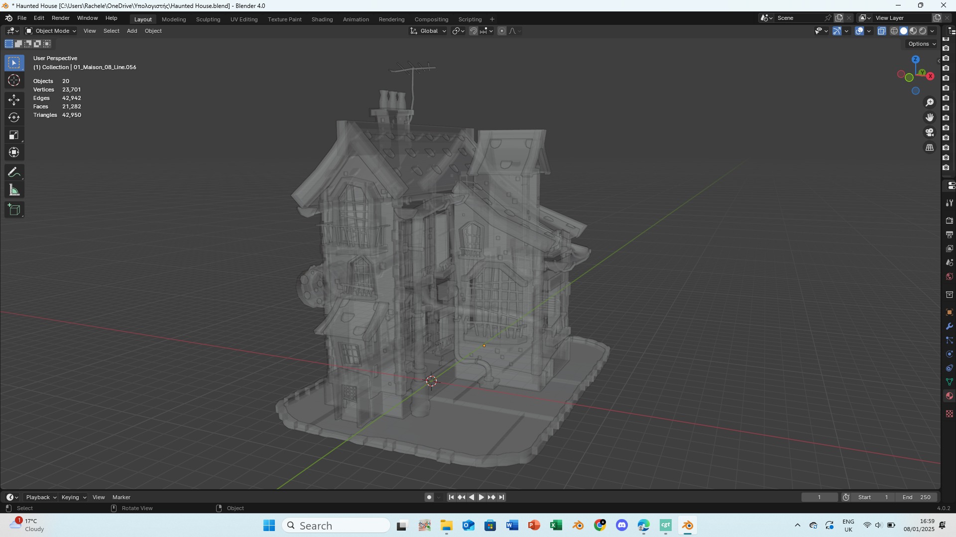 Haunted house Low-poly 3D model_7