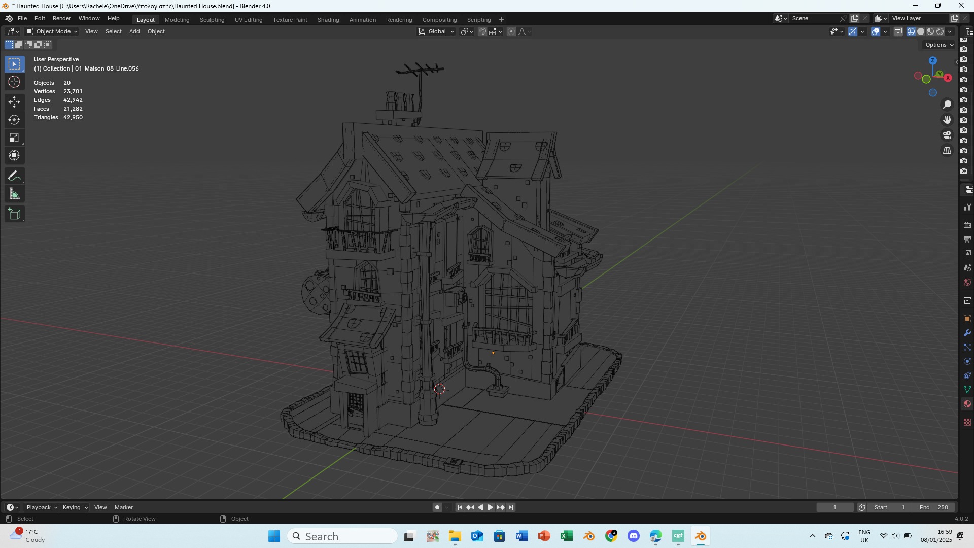 Haunted house Low-poly 3D model_8
