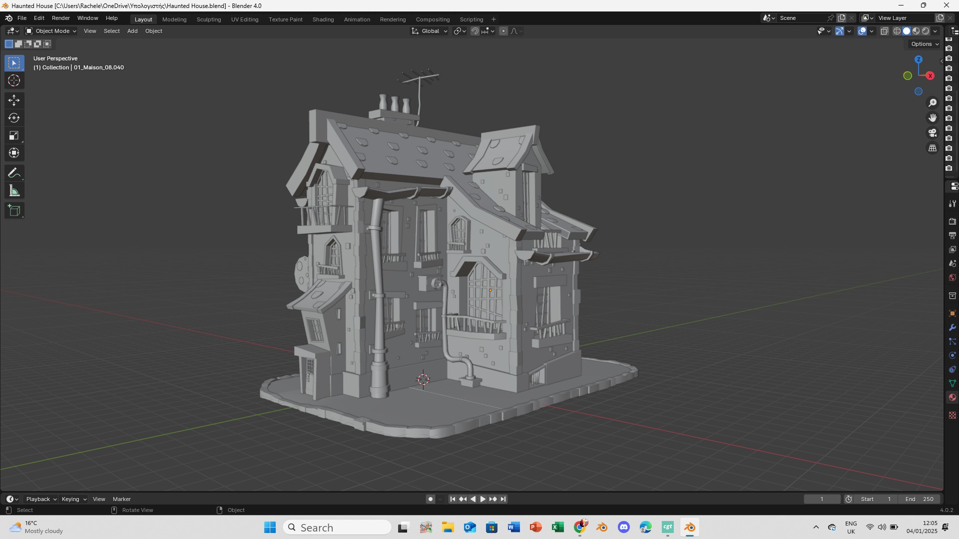Haunted house Low-poly 3D model_6