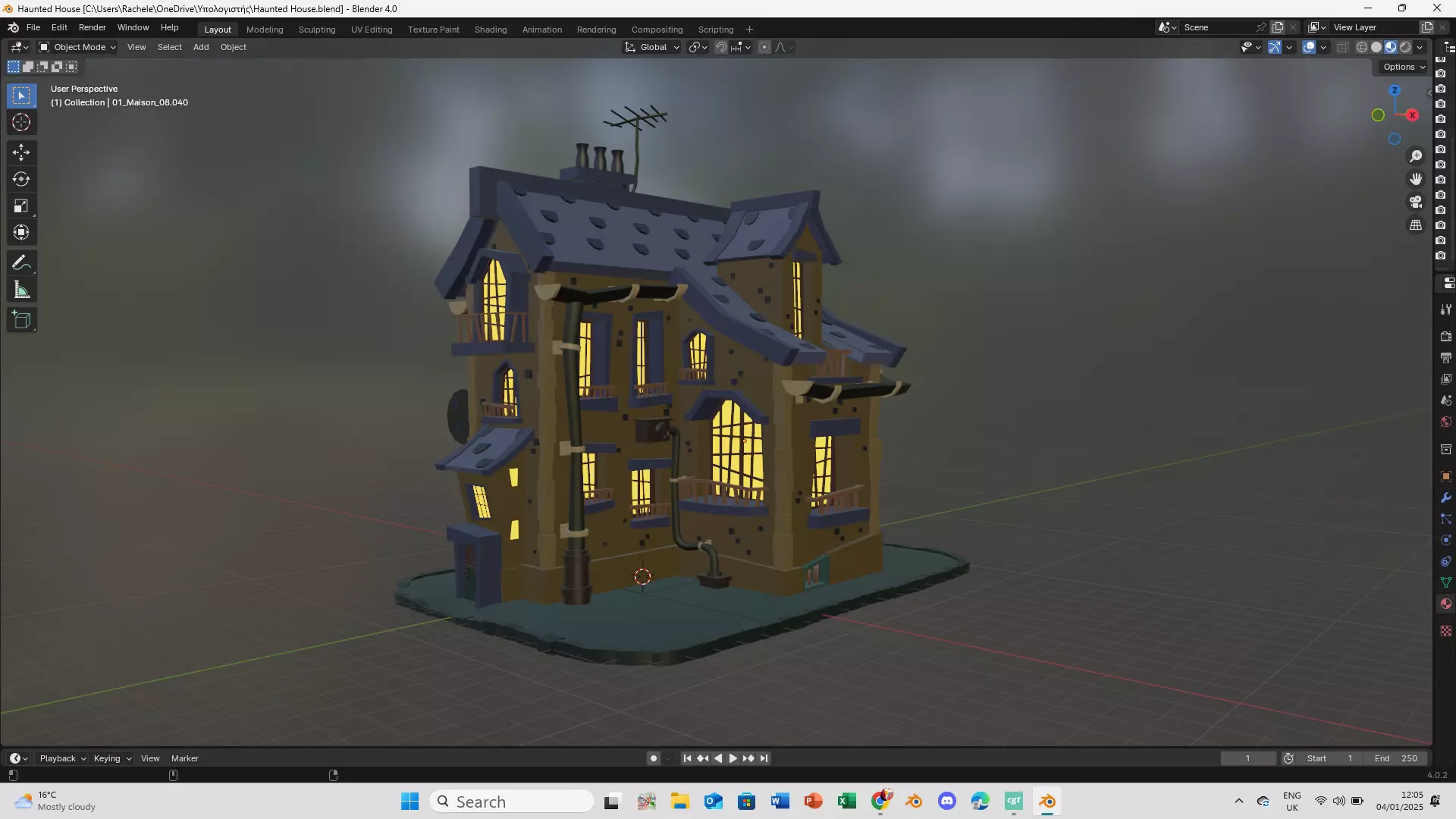 Haunted house Low-poly 3D model_0