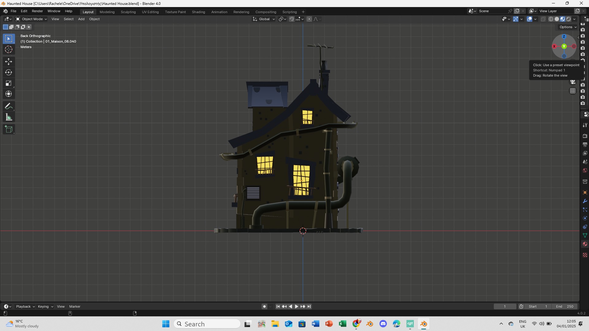 Haunted house Low-poly 3D model_2