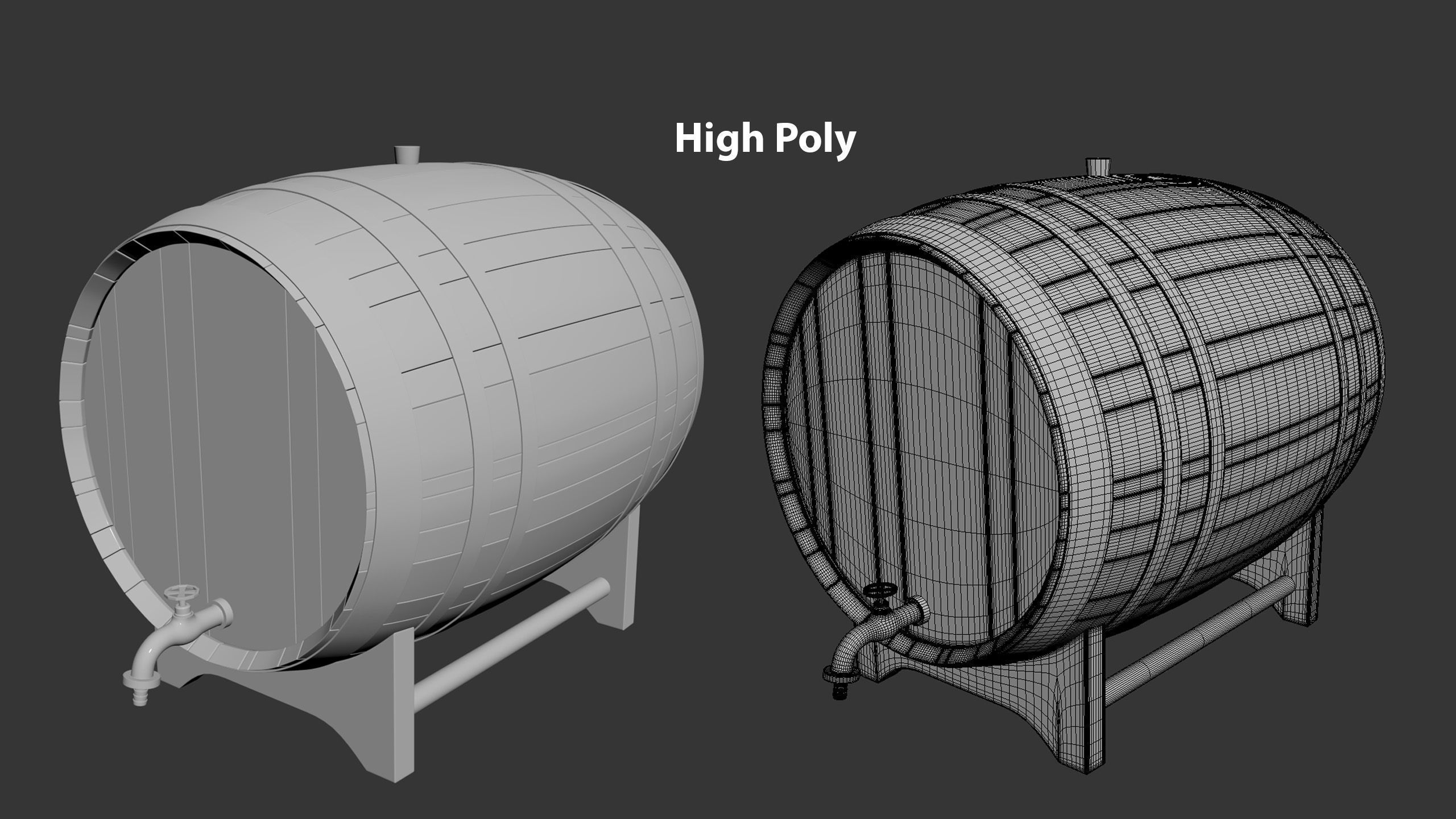 Wooden Barrel Low-poly 3D model Low-poly 3D model_7
