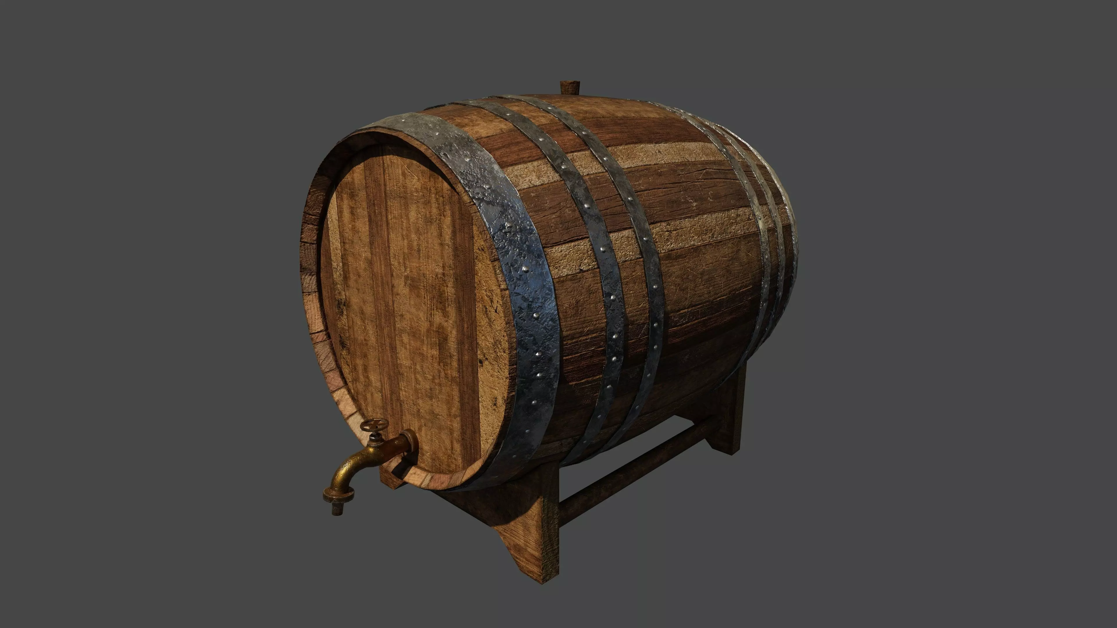 Wooden Barrel Low-poly 3D model Low-poly 3D model_0