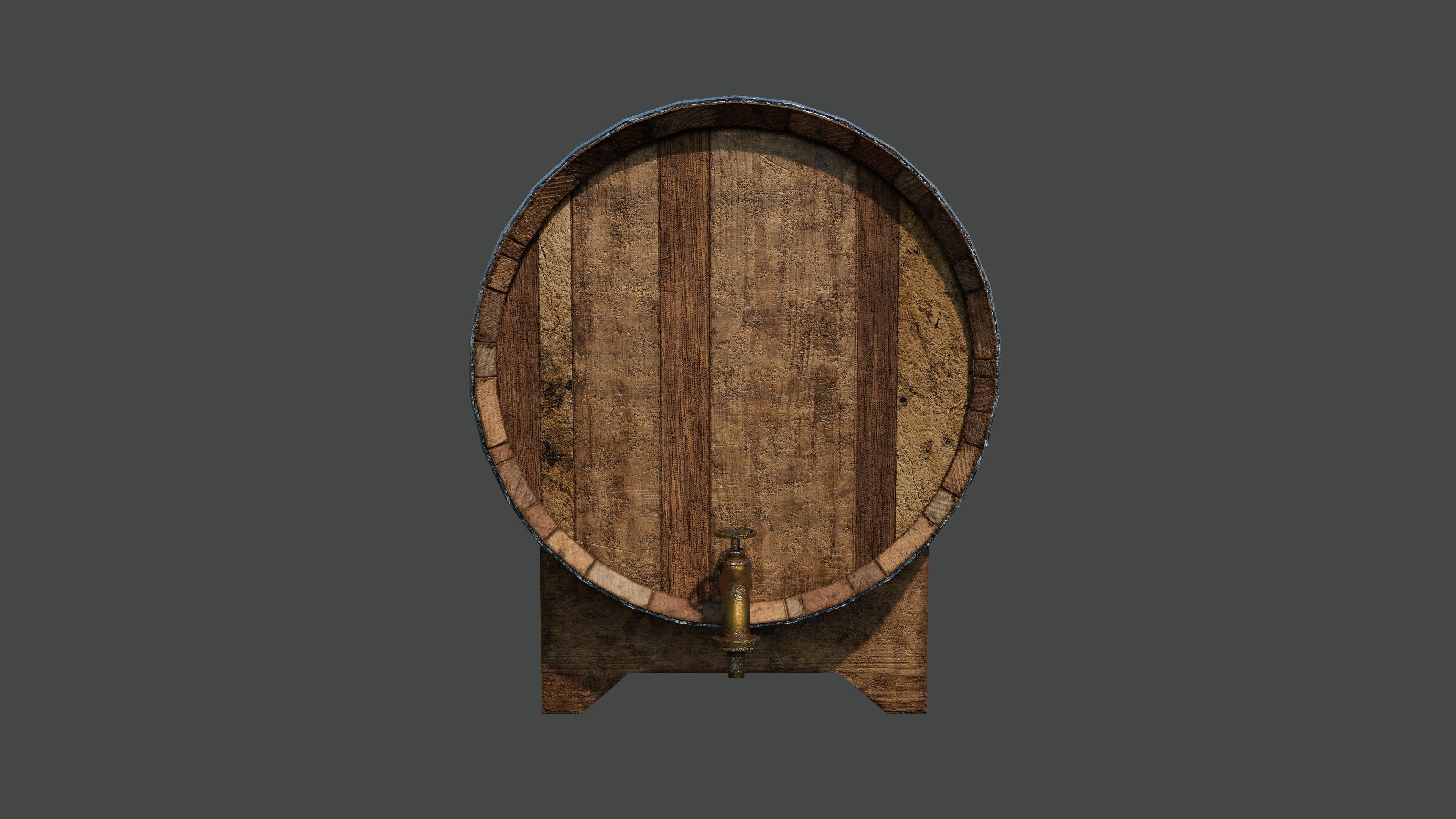 Wooden Barrel Low-poly 3D model Low-poly 3D model_4
