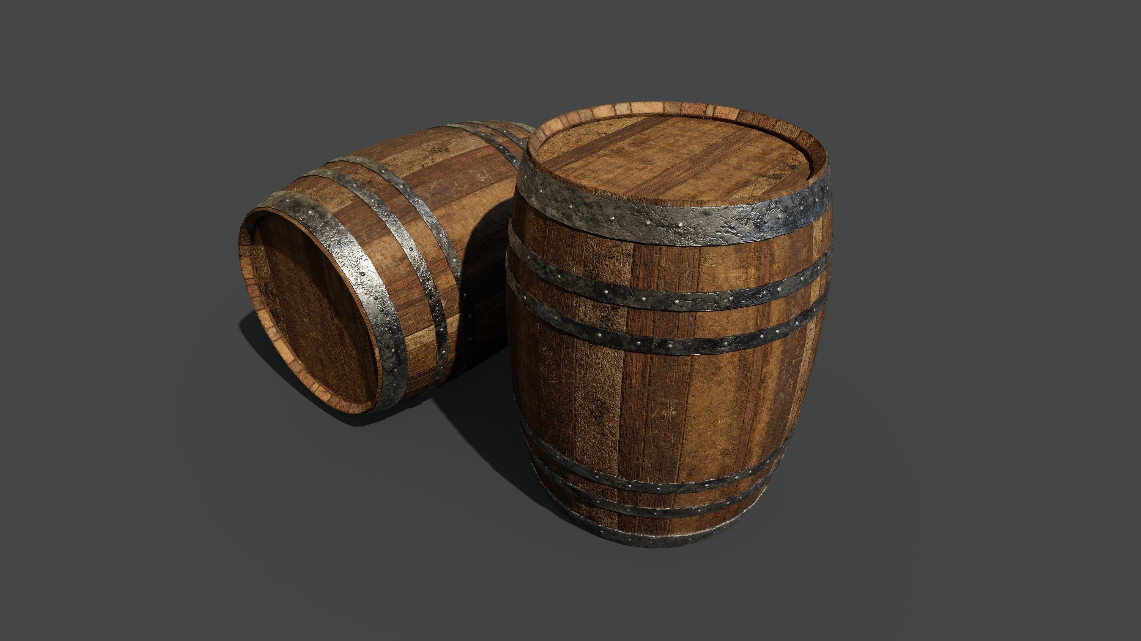 Wooden Barrel Low-poly 3D model Low-poly 3D model_3