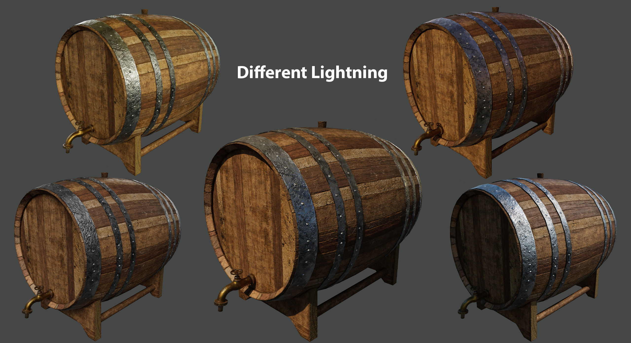 Wooden Barrel Low-poly 3D model Low-poly 3D model_1