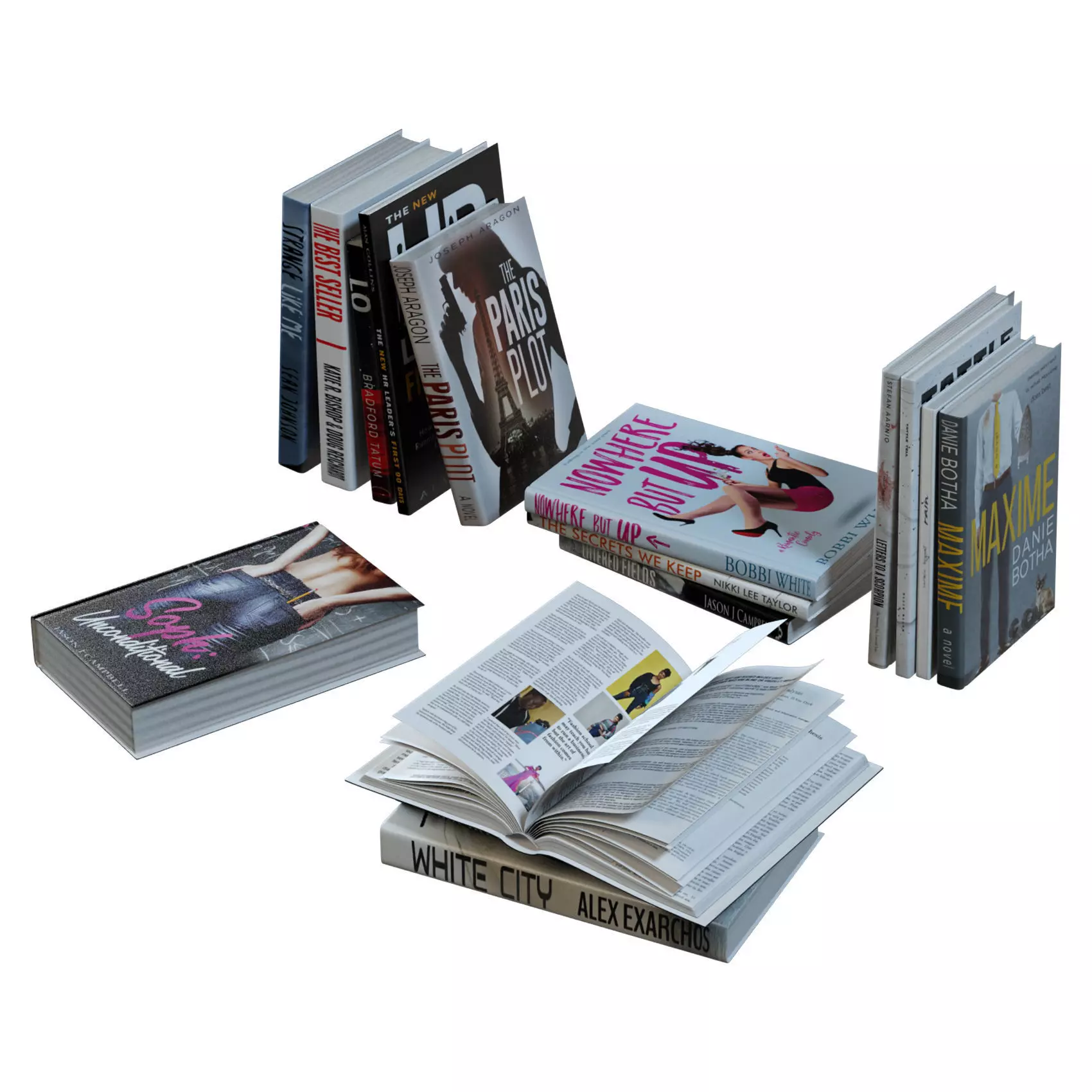 Book Set Sorted Low-poly 3D model_0