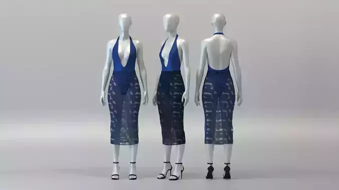 Hi-Cut Swimsuit and Floral Skirt