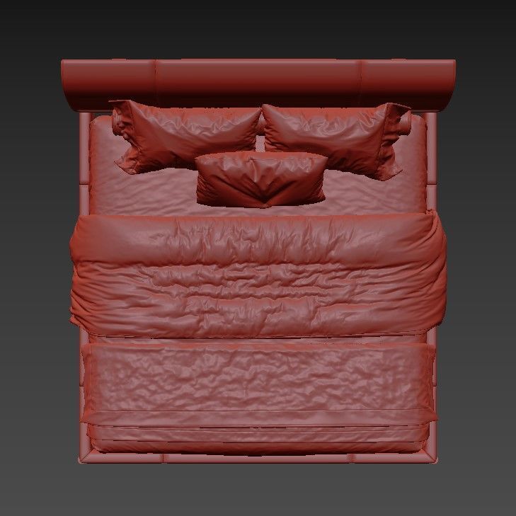 Gray Bed 3D model_4
