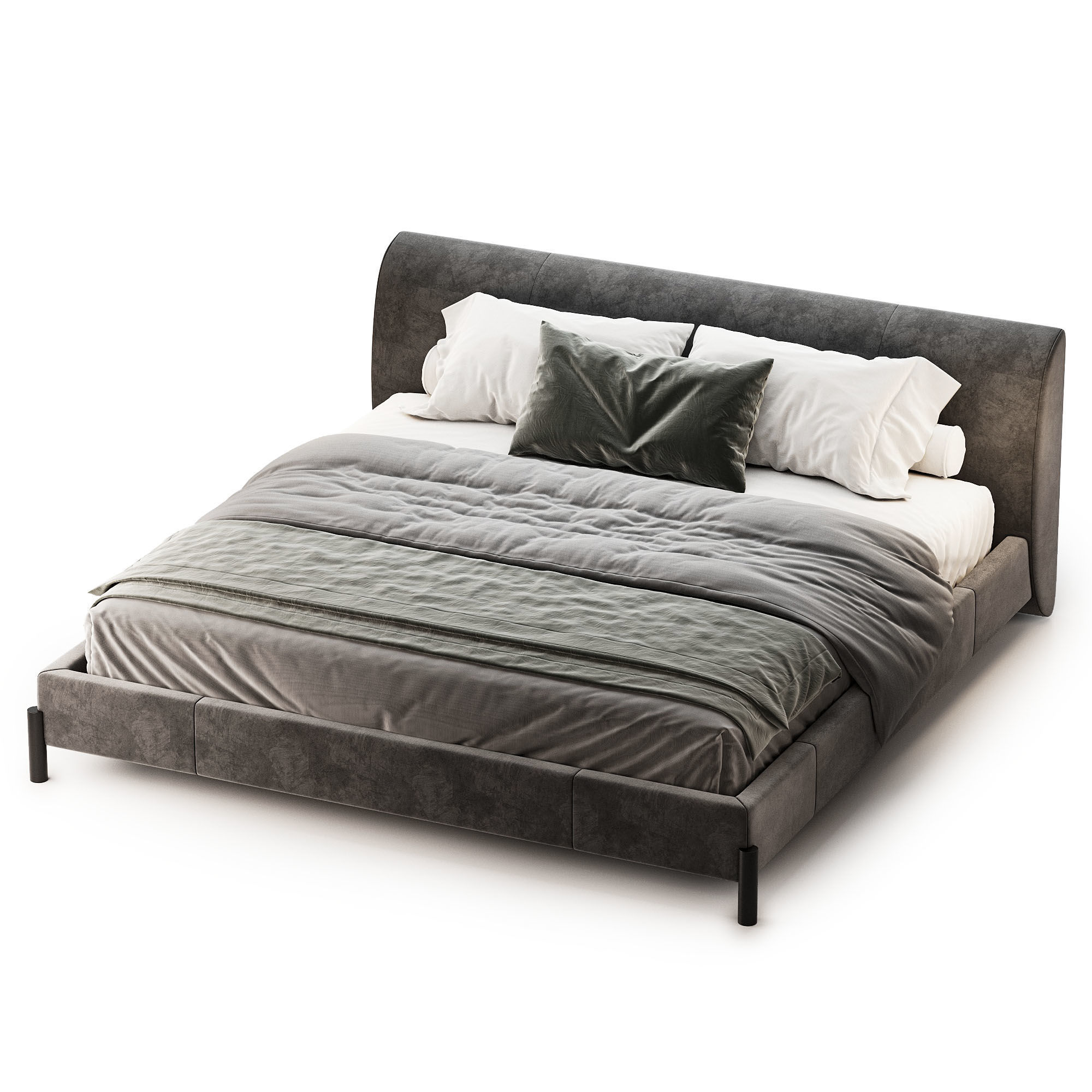 Gray Bed 3D model_1
