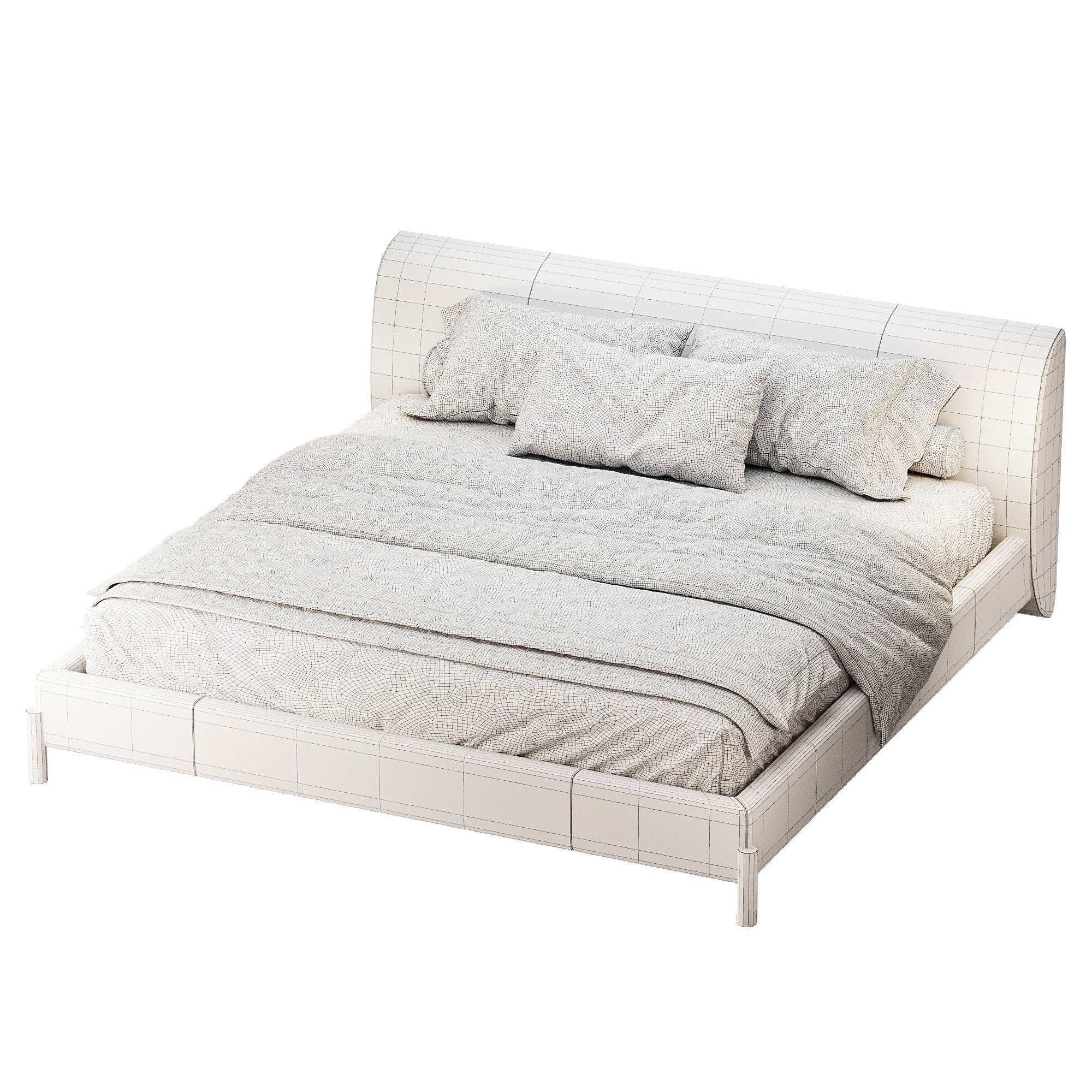 Gray Bed 3D model_2