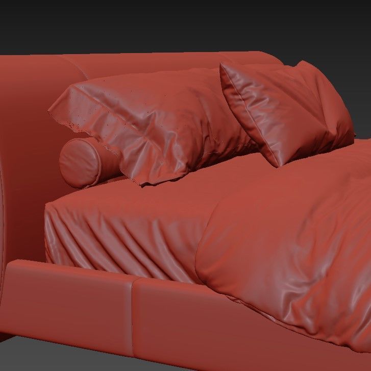 Gray Bed 3D model_3