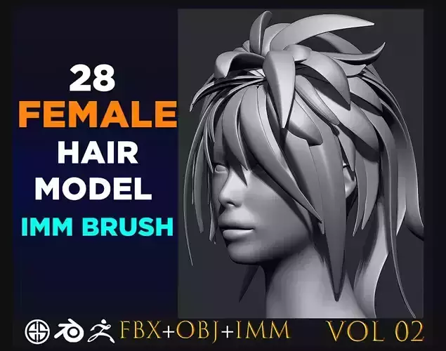 28 female hair model-hair brush - Character hair - Hair -Vol 02