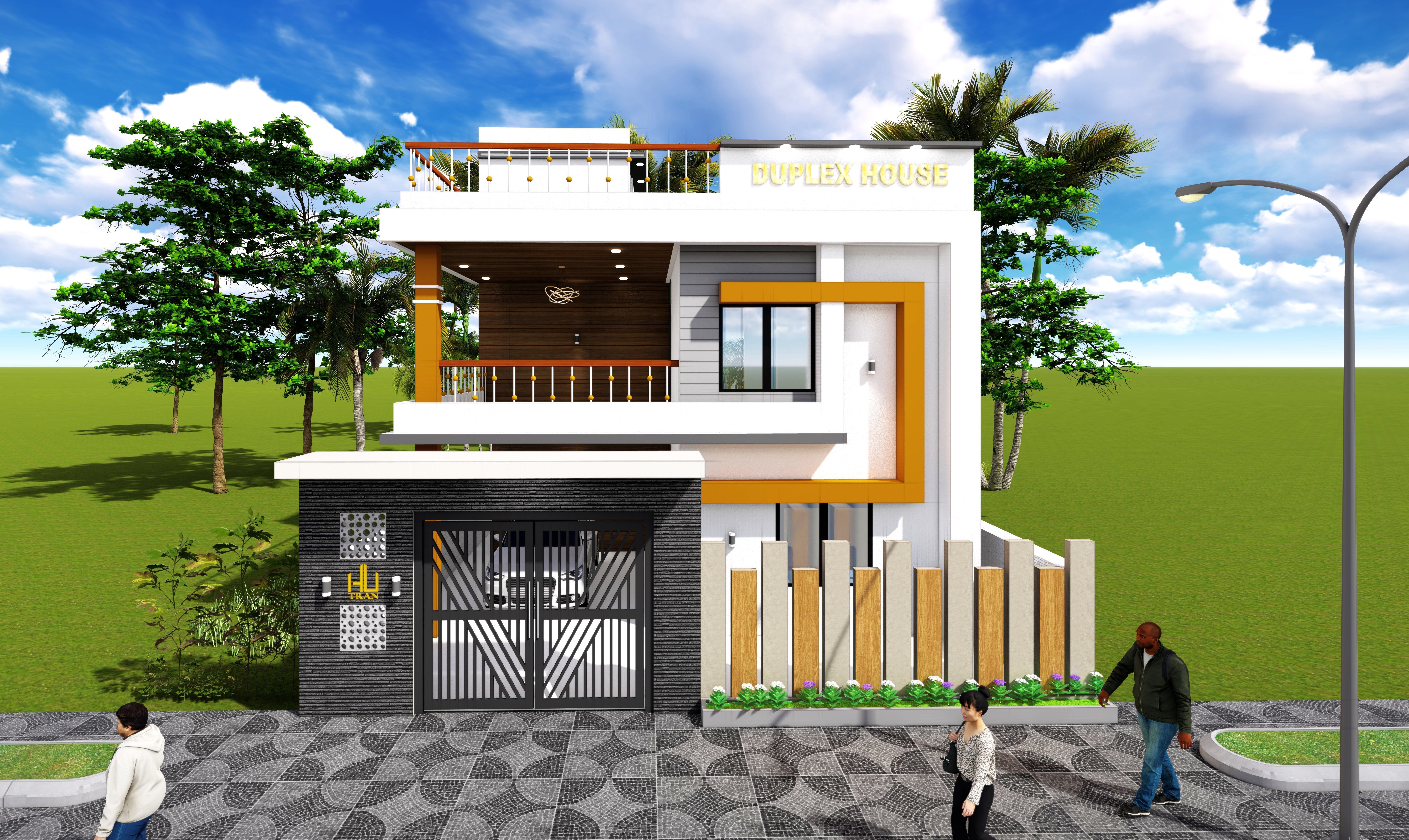 Modern Duplex House Design 3D print model_1