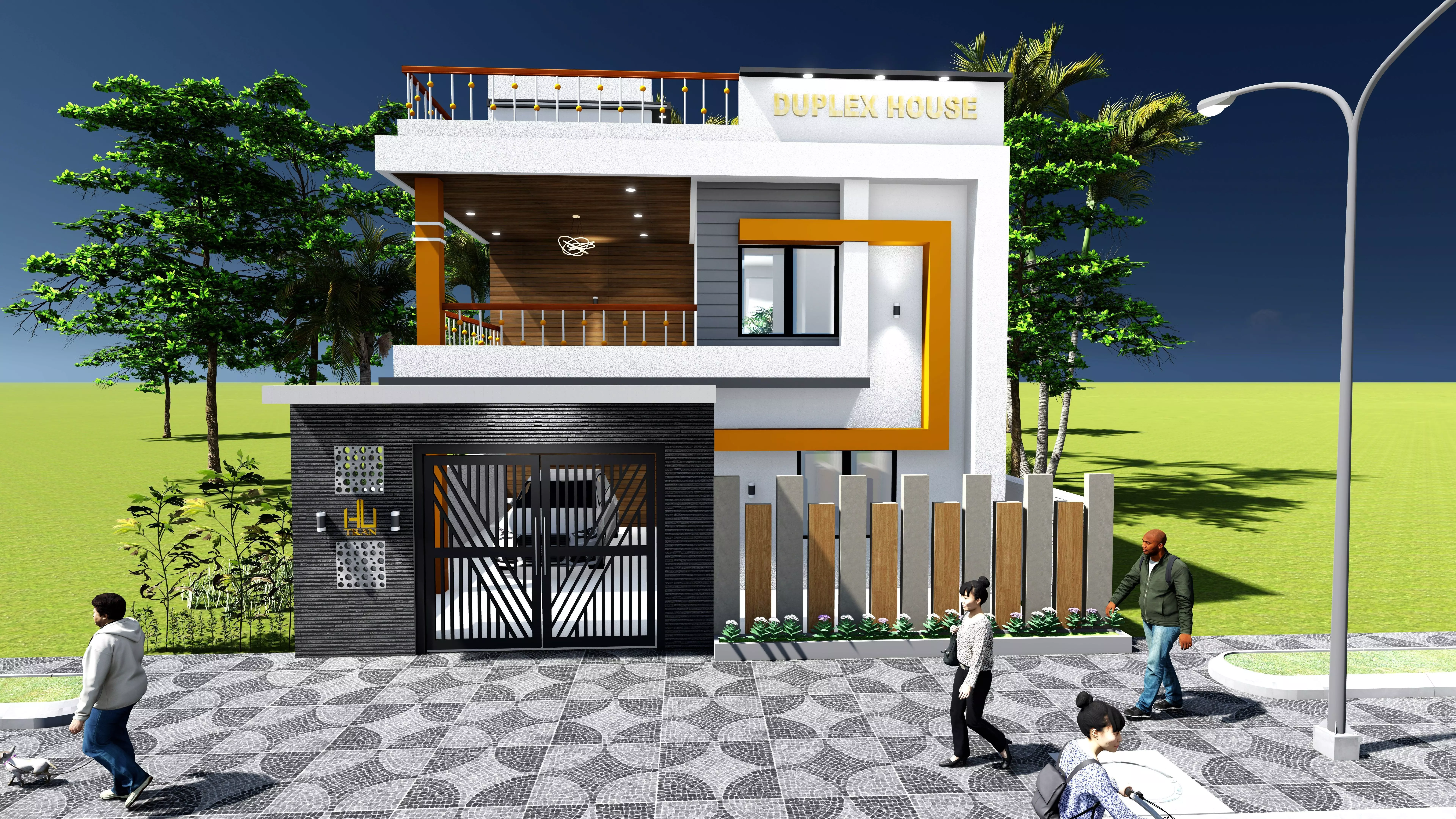 Modern Duplex House Design 3D print model_0