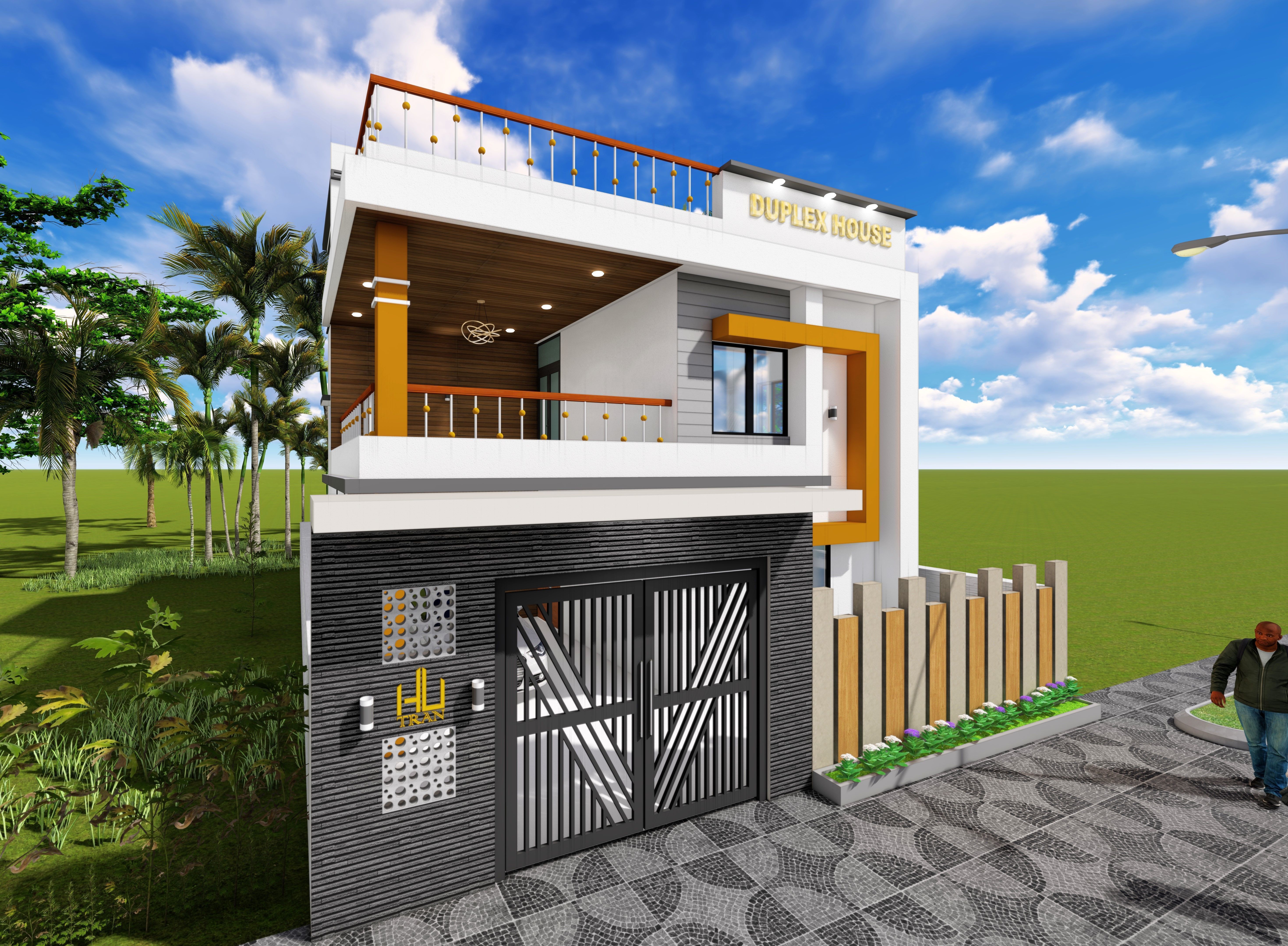 Modern Duplex House Design 3D print model_2