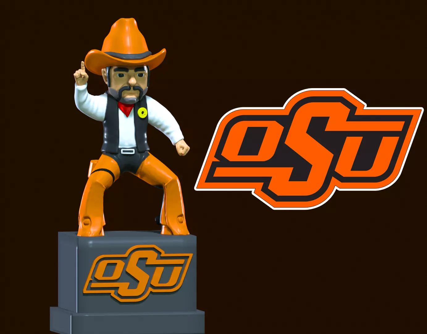 NCAA - Pistol Pete - Oklahoma State University mascot - 3d print 3D print model_0