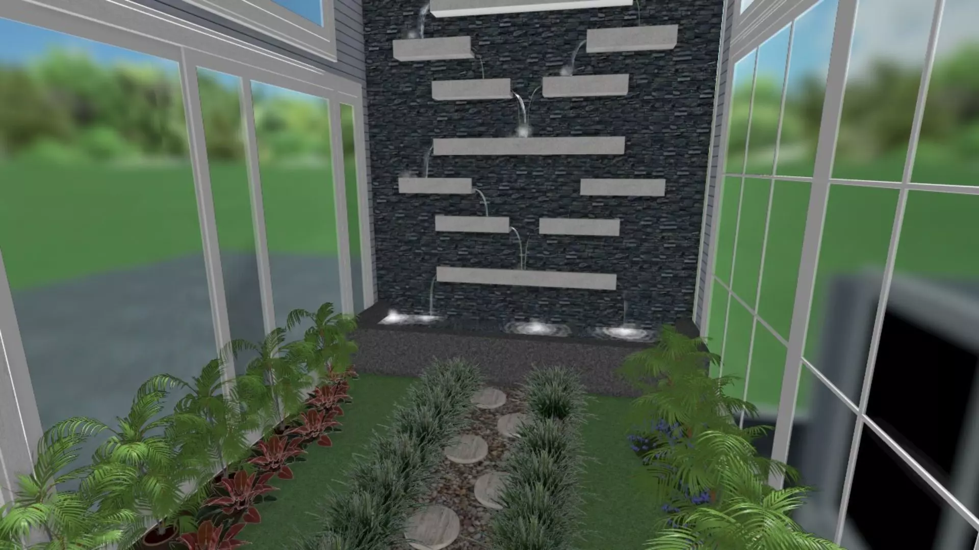 Cascading Waterfall Design Water Wall 3D model