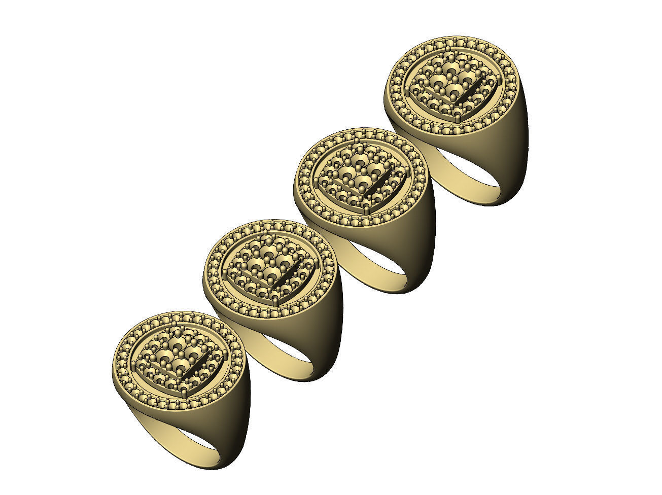 Top square cluster and halo diamond round signet Us sizes 8to11 3D print model_4