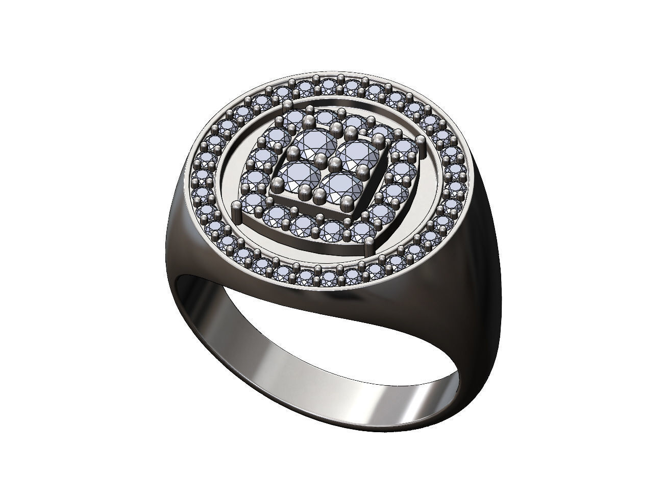 Top square cluster and halo diamond round signet Us sizes 8to11 3D print model_10