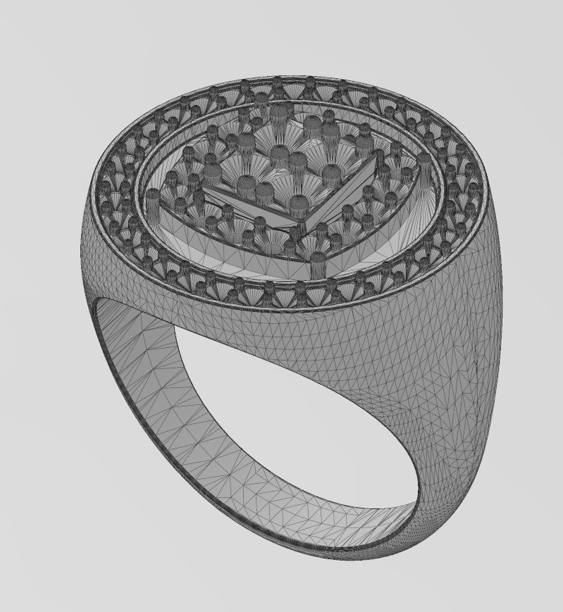 Top square cluster and halo diamond round signet Us sizes 8to11 3D print model_14