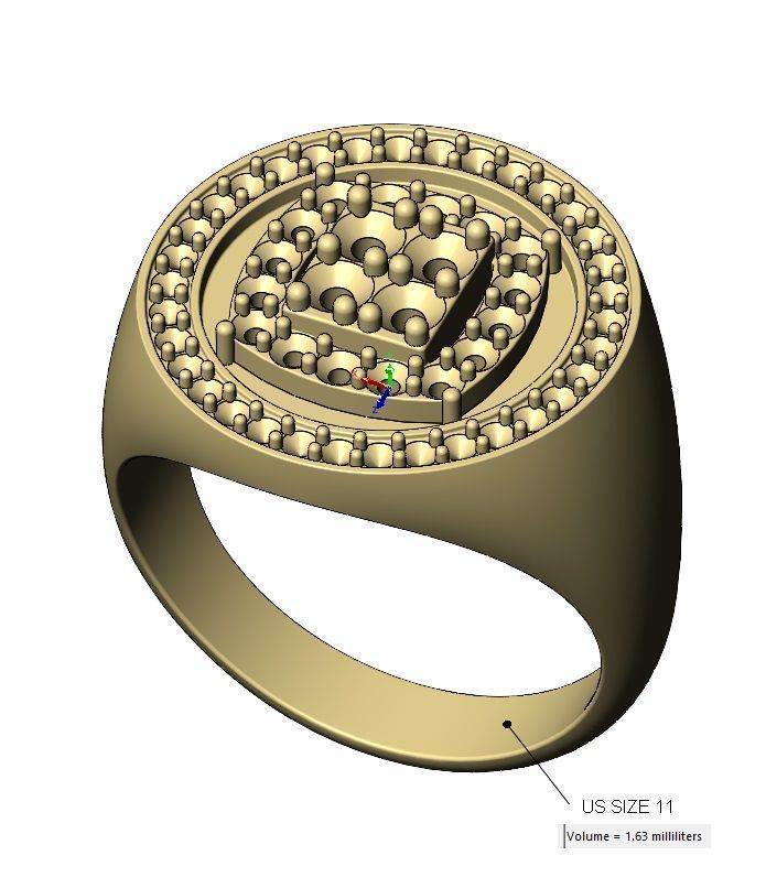 Top square cluster and halo diamond round signet Us sizes 8to11 3D print model_17