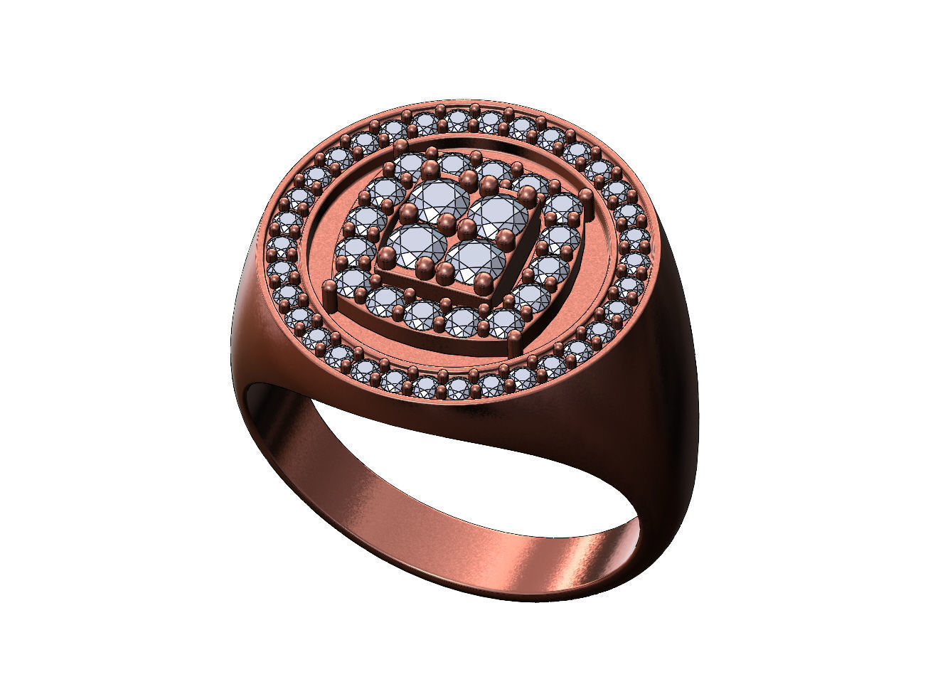 Top square cluster and halo diamond round signet Us sizes 8to11 3D print model_9