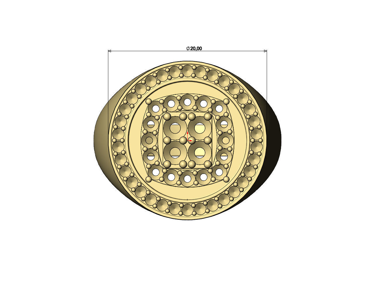 Top square cluster and halo diamond round signet Us sizes 8to11 3D print model_6