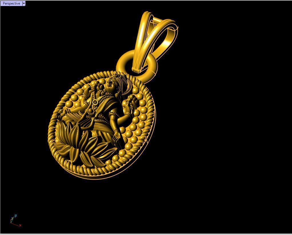 Lucky Lakshmi Pendant - 0060 3D print model_5
