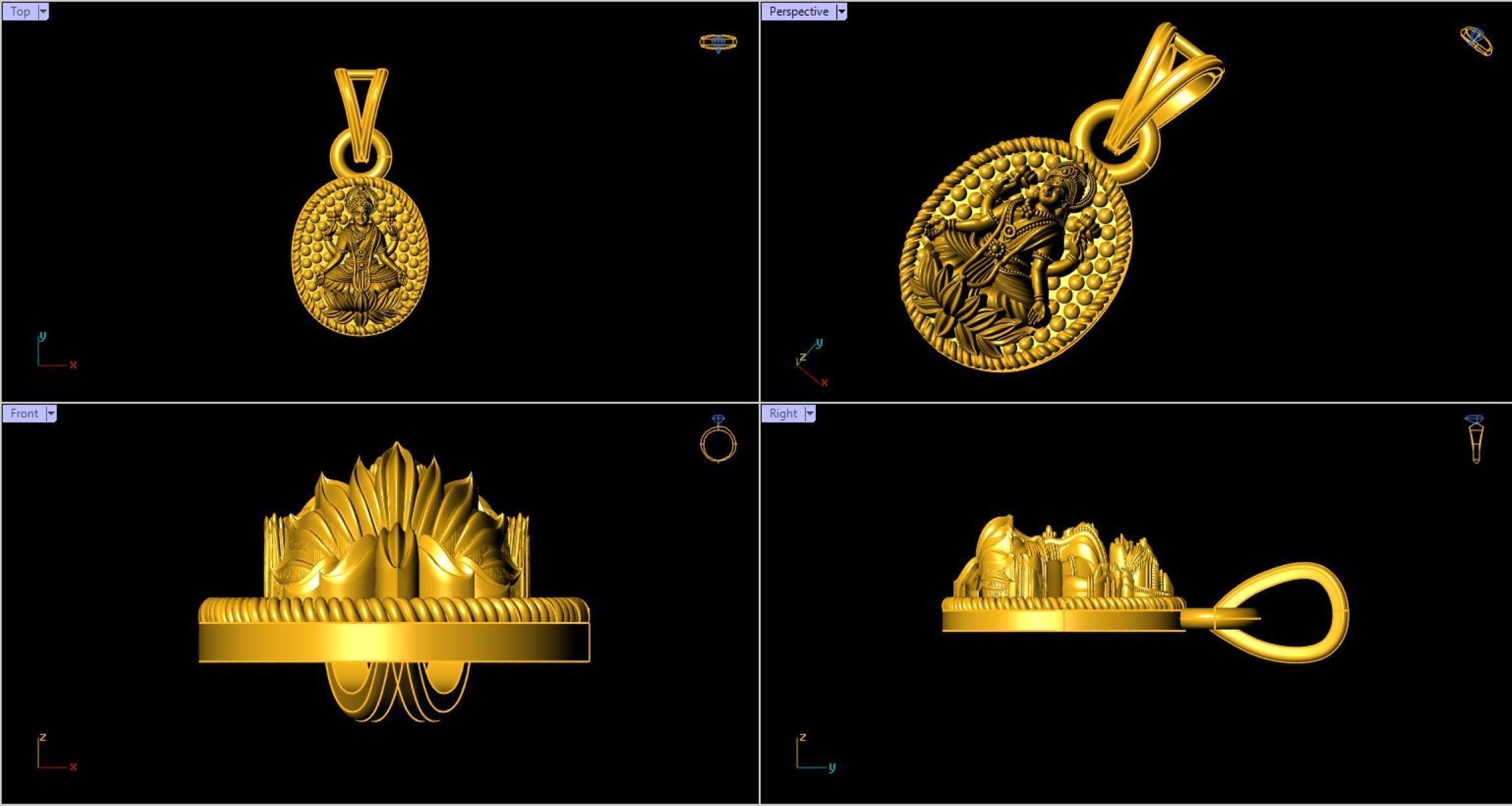 Lucky Lakshmi Pendant - 0060 3D print model_2