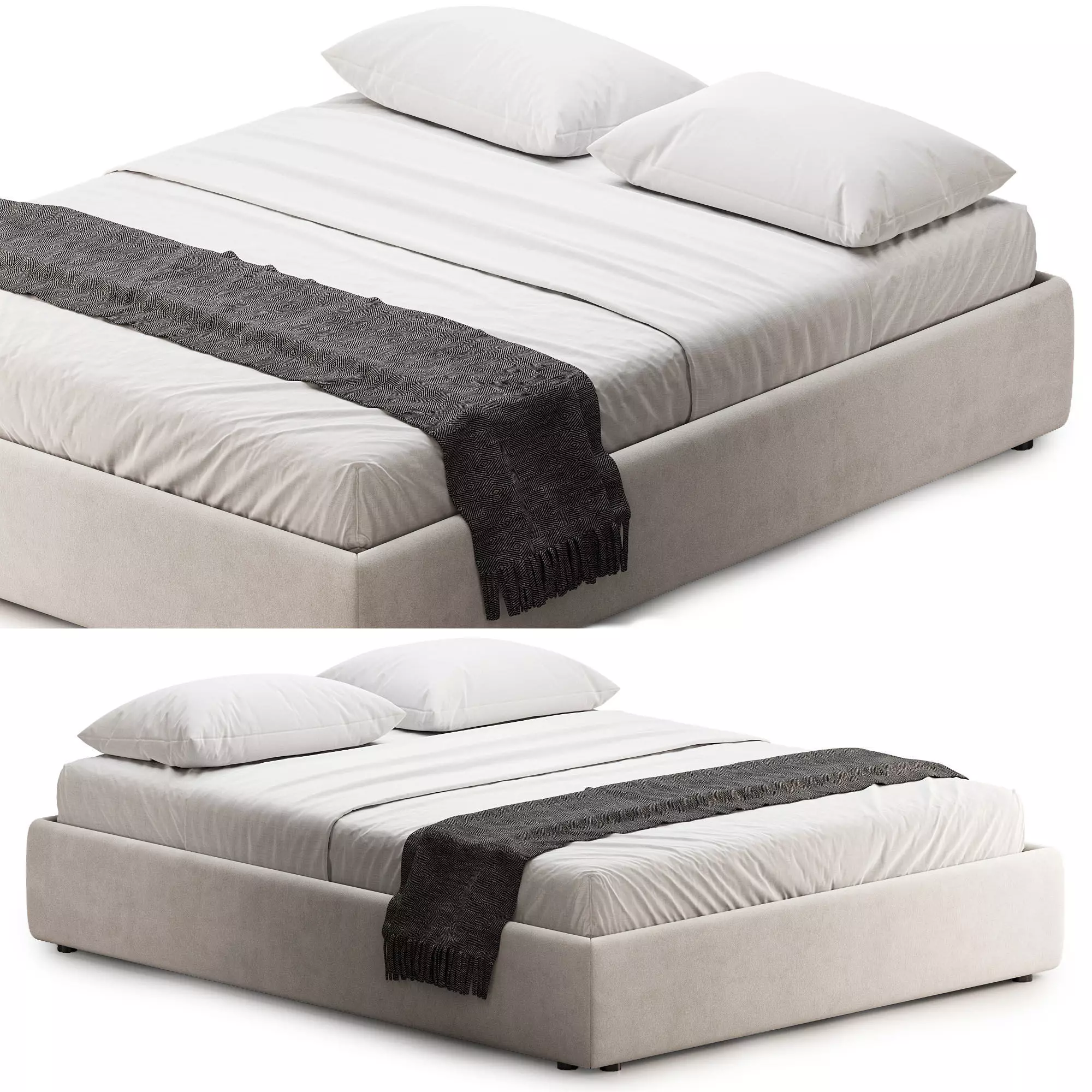 Modular Bed Frame 3D model_0