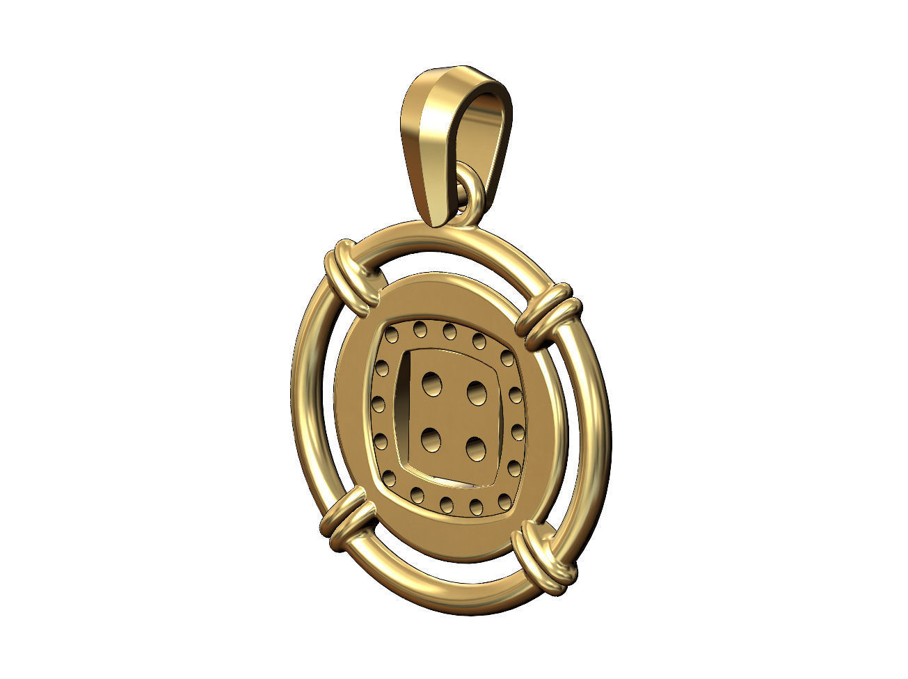 Diamond square cluster linked wire halo coin pendant with bail 3D print model_4