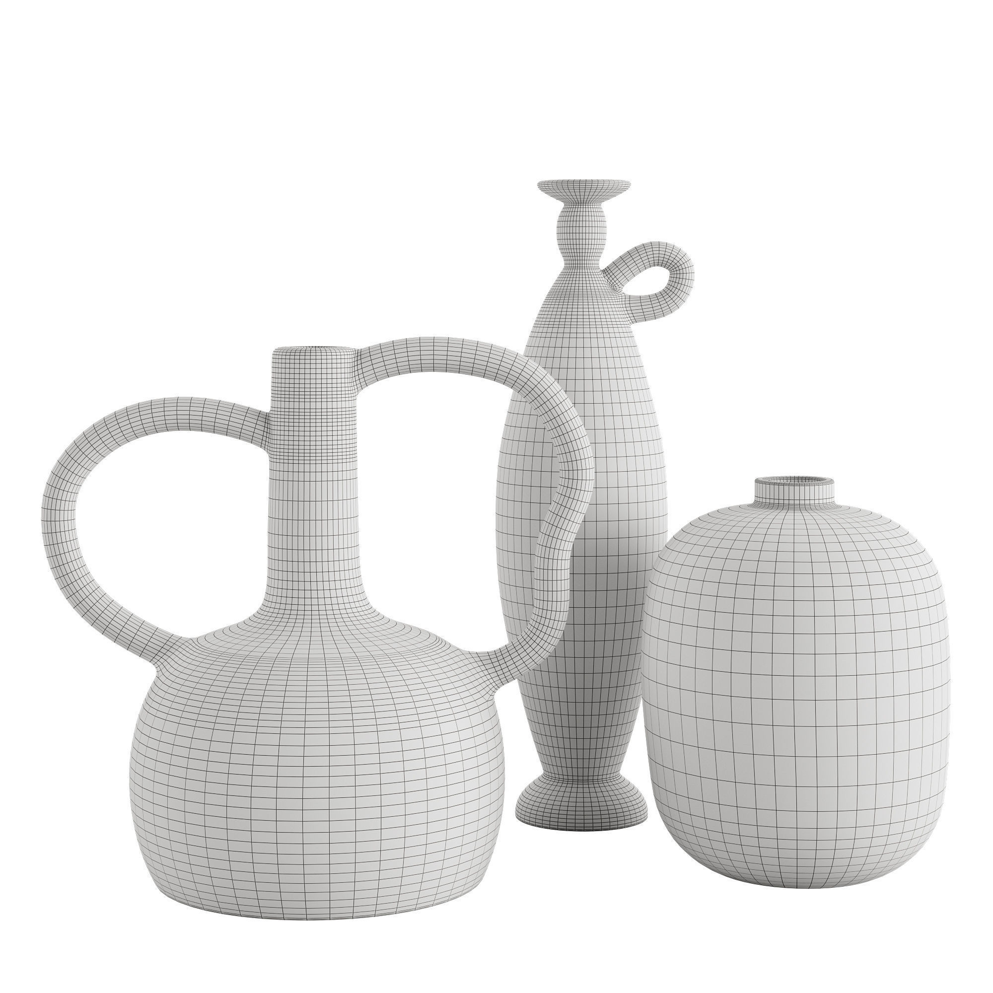 Celvin Black and White Stripe Abstract Resin Vase Collection 3D model_4