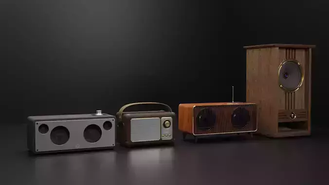Detailed Vintage Speaker Collection 3D Model