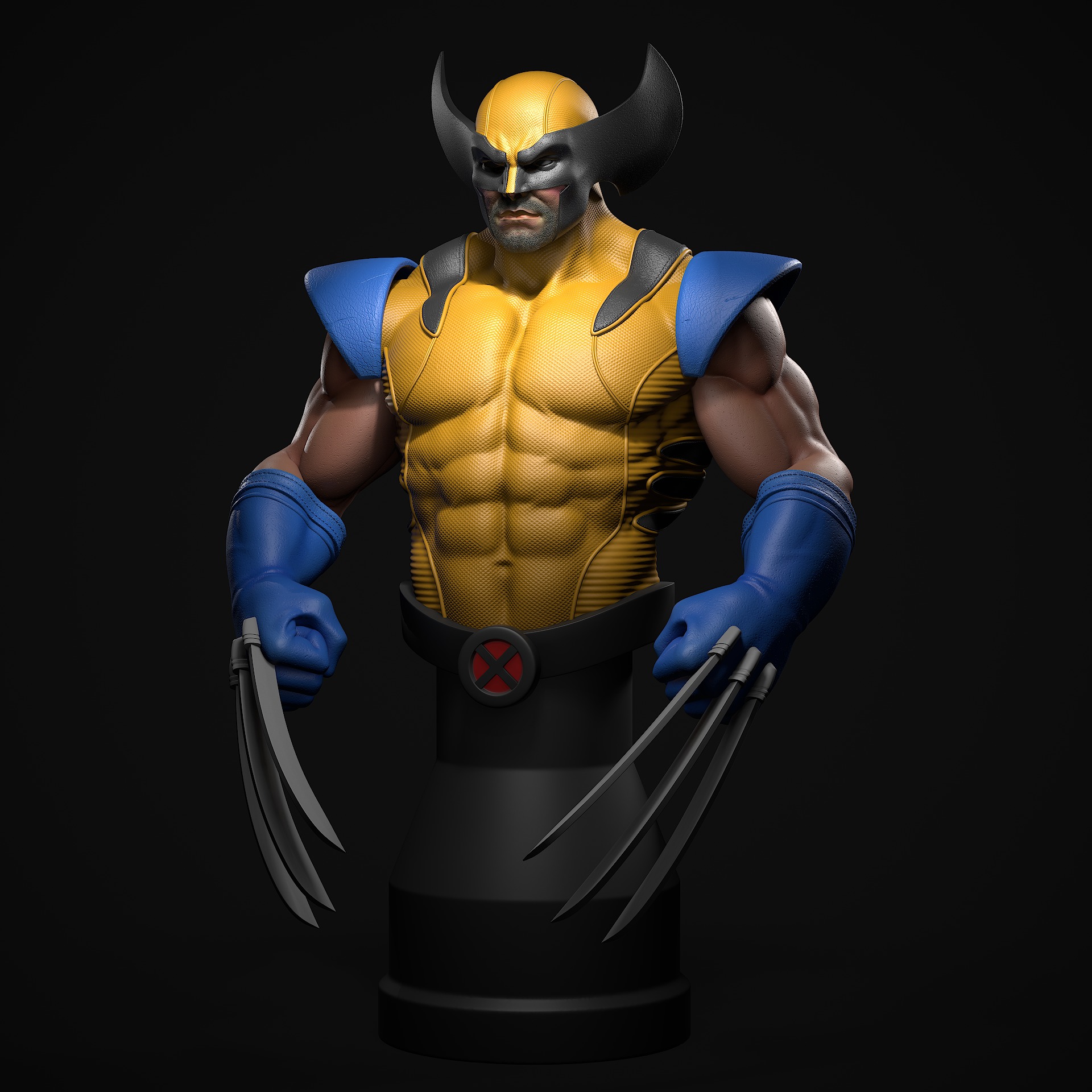 Wolverine Bust STL 3D print model_1