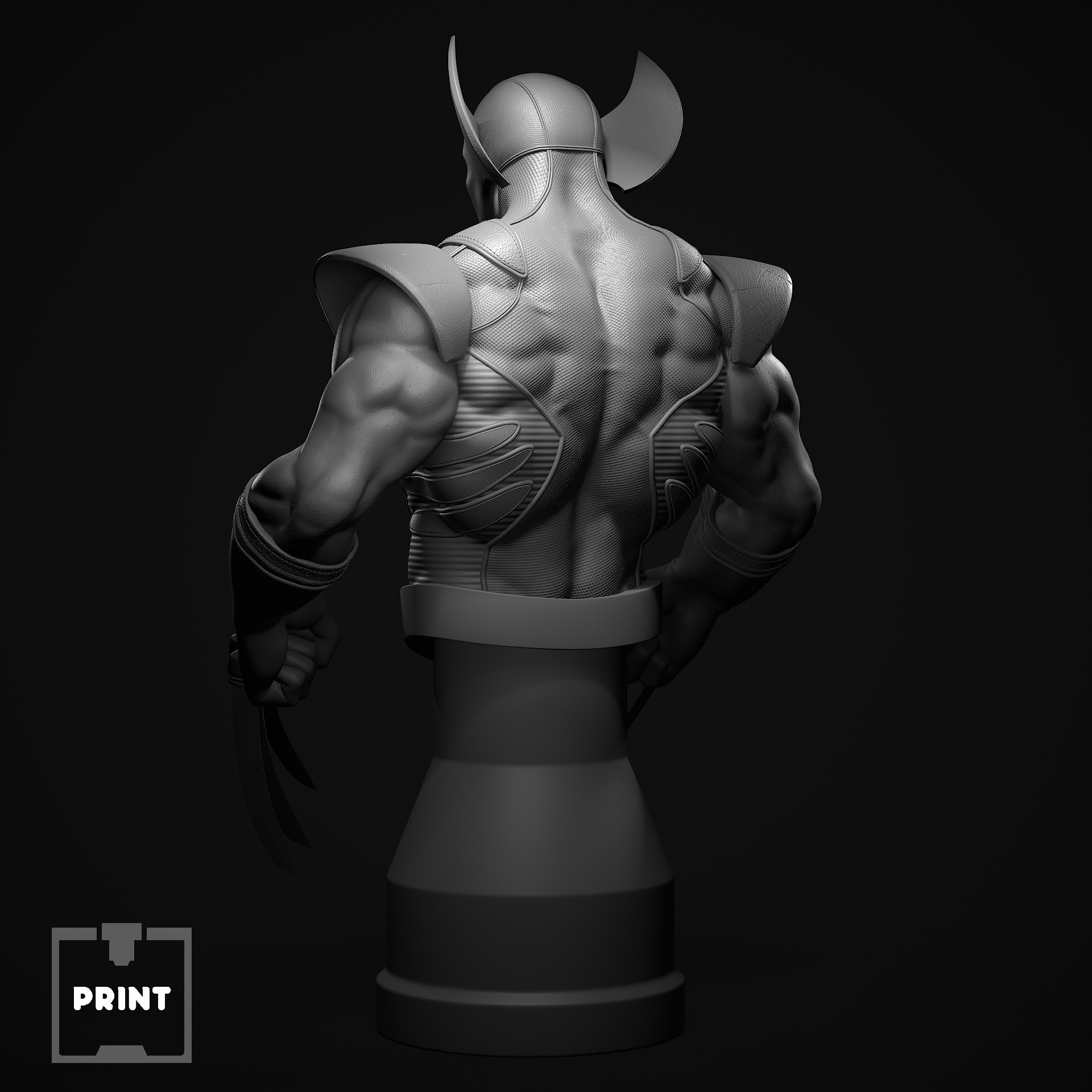 Wolverine Bust STL 3D print model_5