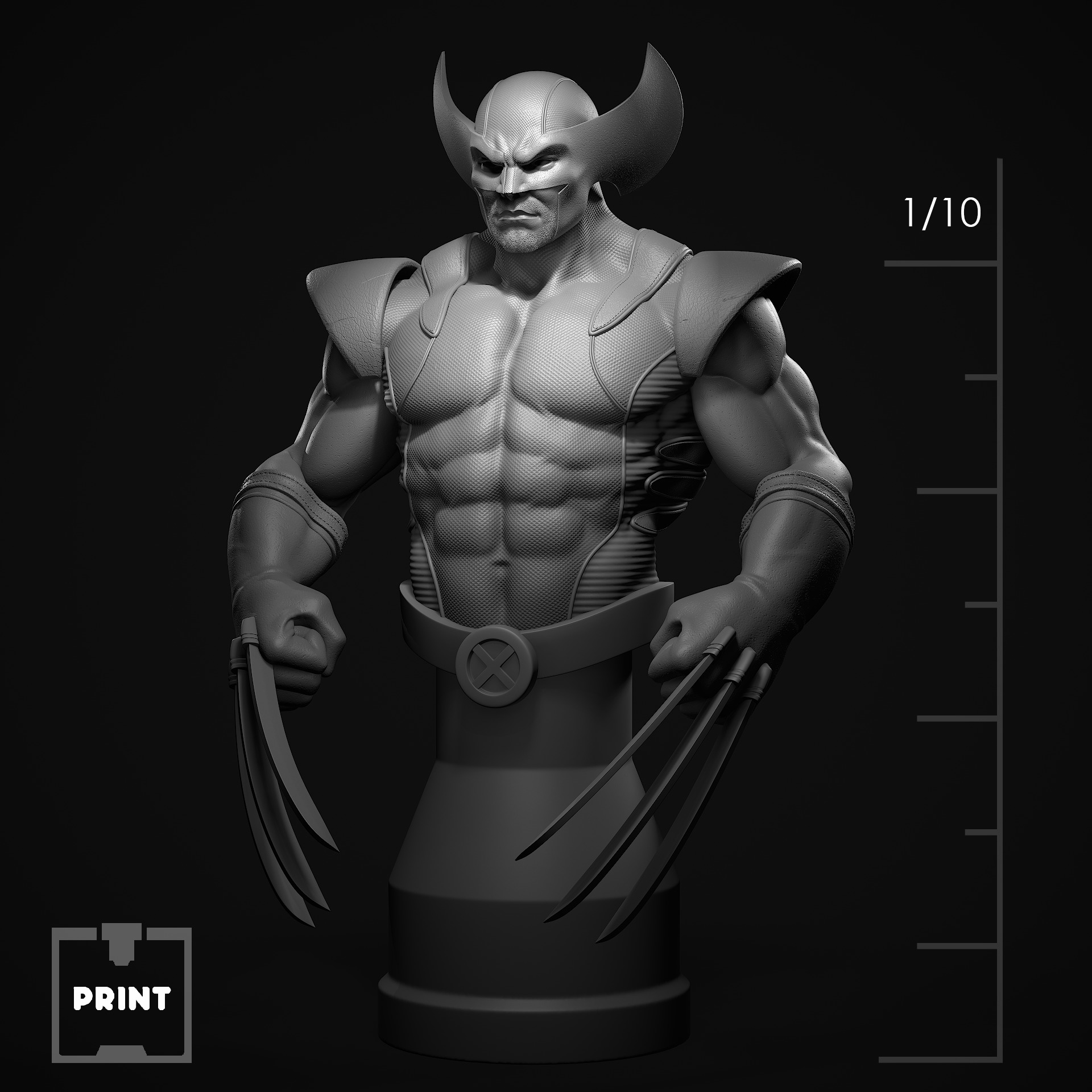 Wolverine Bust STL 3D print model_2