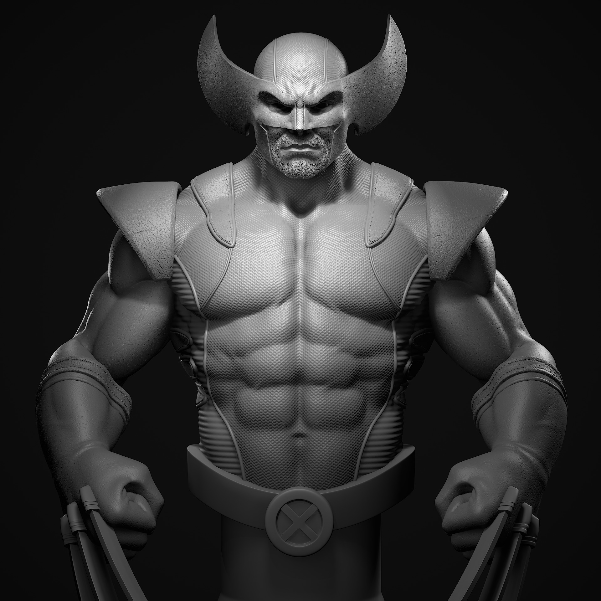 Wolverine Bust STL 3D print model_7